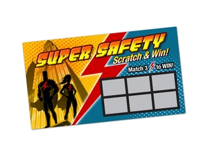 Super Safety Scratch & Win, 100 Cards Workplace Safety Scratch Off Game Tickets, Employee Incentive Super Safety Scratch & Win, 100 Cards Workplace Safety Scratch Off Game Tickets, Employee Incentive