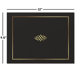 Ornate Black & Gold Certificate Folders - Pack of 25, Linen Cover 80 lb. Stock, Folded, Die-Cut Corners, for Office, Business Awards, Graduation, School Diploma Holder, 9-1/2" x 12" Ornate Black & Gold Certificate Folders - Pack of 25, Linen Cover 80 lb. Stock, Folded, Die-Cut Corners, for Office, Business Awards, Graduation, School Diploma Holder, 9-1/2" x 12"