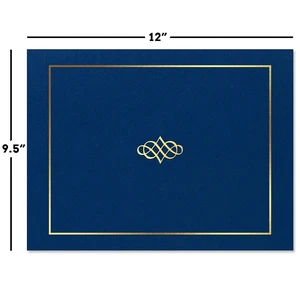 Ornate Blue & Gold Certificate Folders - Pack of 25, Linen Cover 80 lb. Stock, Folded, Die-Cut Corners, for Office, Business Awards, Graduation, School Diploma Holder, 9-1/2" x 12" Ornate Blue & Gold Certificate Folders - Pack of 25, Linen Cover 80 lb. Stock, Folded, Die-Cut Corners, for Office, Business Awards, Graduation, School Diploma Holder, 9-1/2" x 12"