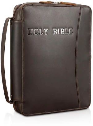 Full Grain Leather Holy Bible Cover Church Bag Carrying Book Case Cowhide Leather, 11x8.25x2.25 inch, Durable Handle, YKK Zipper, Book Case Protective Organizer Holder, Christian Gift for Men Full Grain Leather Holy Bible Cover Church Bag Carrying Book Case Cowhide Leather, 11x8.25x2.25 inch, Durable Handle, YKK Zipper, Book Case Protective Organizer Holder, Christian Gift for Men