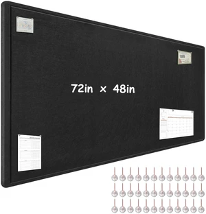 Large Bulletin Board - 72 x 48 Inches, Foldable Decorative Felt Board for Wall Photo Display Board with Self-Adhesive Tape, Includes 36 Push Pins - Black Large Bulletin Board - 72 x 48 Inches, Foldable Decorative Felt Board for Wall Photo Display Board with Self-Adhesive Tape, Includes 36 Push Pins - Black