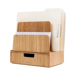 Desktop Paper Tray File Folder Holder 5-Slot, & Bamboo Drawer Set; Storage for Office Supplies & Stationary items, pens, pencils, scissors, notepads, business cards and more Desktop Paper Tray File Folder Holder 5-Slot, & Bamboo Drawer Set; Storage for Office Supplies & Stationary items, pens, pencils, scissors, notepads, business cards and more