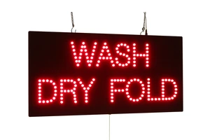 Wash Dry Fold Sign, 24"x12", 60x30cm, LED, Neon, Florescent, Signage, Signboard, Display, Billboard, Screen, Grand Opening, Gift Wash Dry Fold Sign, 24"x12", 60x30cm, LED, Neon, Florescent, Signage, Signboard, Display, Billboard, Screen, Grand Opening, Gift