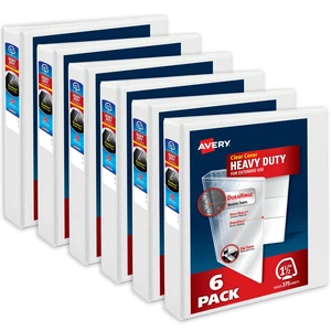 Heavy-Duty View 3 Ring Binders, 1.5 Inch One Touch Slant Rings, 375-Sheet Capacity, DuraHinge, 2.1 Inch Wide Spine, Customizable Clear Cover and Spine, White Binders (6-Pack of 79795) Heavy-Duty View 3 Ring Binders, 1.5 Inch One Touch Slant Rings, 375-Sheet Capacity, DuraHinge, 2.1 Inch Wide Spine, Customizable Clear Cover and Spine, White Binders (6-Pack of 79795)