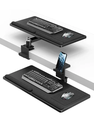 Premium Adjustable Keyboard Tray Under Desk & Above Desk - Ergonomic Wood Sit Stand Computer Keyboard & Mouse Tray with 360° Rotation, 24.4"×12" Keyboard Stand with Wrist Rest - Black, DSF8 Premium Adjustable Keyboard Tray Under Desk & Above Desk - Ergonomic Wood Sit Stand Computer Keyboard & Mouse Tray with 360° Rotation, 24.4"×12" Keyboard Stand with Wrist Rest - Black, DSF8