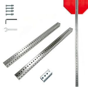 6' x 2" Square Sign Post, Hot-Dip Galvanized Steel Rust Resistant Post, 7/16'' Mounting Holes 0.08'' Thick, 2 Sections 3FT Industrial Metal Tubing for Parking Street Sign Stand 6' x 2" Square Sign Post, Hot-Dip Galvanized Steel Rust Resistant Post, 7/16'' Mounting Holes 0.08'' Thick, 2 Sections 3FT Industrial Metal Tubing for Parking Street Sign Stand