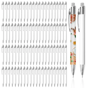 100 Pcs Sublimation Pens with Clip, White Blank Aluminum Ballpoint Aluminum for Custom Designs, Christmas DIY, Heat Transfer Pack with Shrink Wrap, Personalized Gifts, Office Supplies 100 Pcs Sublimation Pens with Clip, White Blank Aluminum Ballpoint Aluminum for Custom Designs, Christmas DIY, Heat Transfer Pack with Shrink Wrap, Personalized Gifts, Office Supplies