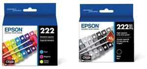 T222 Color Combo Ink Cartridges, Standard Capacity & T222 Black Ink Cartridge, High Capacity T222 Color Combo Ink Cartridges, Standard Capacity & T222 Black Ink Cartridge, High Capacity