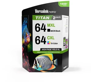 Nano 64 MXL Titan-Magnetic Black & Color 2-Pack - Replaces 64 and 64 XL, Works with Envy 6255,7155,7855,7255e,7955e,Tango Nano 64 MXL Titan-Magnetic Black & Color 2-Pack - Replaces 64 and 64 XL, Works with Envy 6255,7155,7855,7255e,7955e,Tango