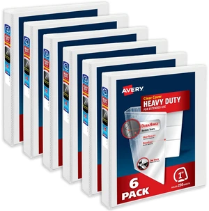 Heavy-Duty View 3 Ring Binders, 1 Inch One Touch Slant Rings, 250-Sheet Capacity, DuraHinge, 1.4 Inch Wide Spine, Customizable Clear Cover and Spine, White Binders (6-Pack of 79799) Heavy-Duty View 3 Ring Binders, 1 Inch One Touch Slant Rings, 250-Sheet Capacity, DuraHinge, 1.4 Inch Wide Spine, Customizable Clear Cover and Spine, White Binders (6-Pack of 79799)