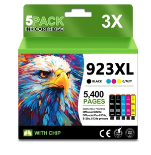 923XL 923e 923 Ink Cartridges (5 Pack with Chip) High Yield for OfficeJet Pro 8130e 8135e 8139e 8138e 8122e 8120 8124e 8125e 8130 8132e 8134e Printers 923XL 923e 923 Ink Cartridges (5 Pack with Chip) High Yield for OfficeJet Pro 8130e 8135e 8139e 8138e 8122e 8120 8124e 8125e 8130 8132e 8134e Printers