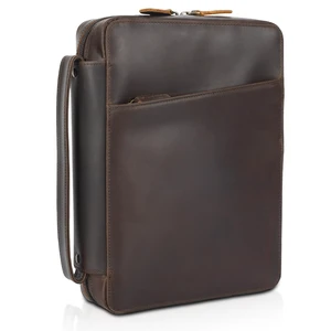 Full Grain Leather Bible Cover for Men and Women, 10x7.5x2.2 inch Bible Carrying Book Case Church Bag with Handle and YKK Zippered Pocket, Religious Gift Full Grain Leather Bible Cover for Men and Women, 10x7.5x2.2 inch Bible Carrying Book Case Church Bag with Handle and YKK Zippered Pocket, Religious Gift