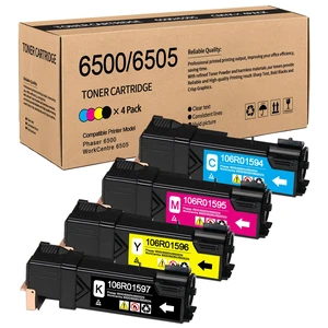 6500 6505 High Capacity 4-Color Set Compatible 106R01597 106R01594 106R01595 106R01596 Toner Cartridge Replacement for Xerox Phaser 6500 WorkCentre 6505 Printer Toner (BK/C/M/Y) 6500 6505 High Capacity 4-Color Set Compatible 106R01597 106R01594 106R01595 106R01596 Toner Cartridge Replacement for Xerox Phaser 6500 WorkCentre 6505 Printer Toner (BK/C/M/Y)