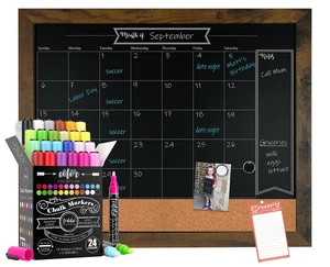 18x24 Rustic Framed Chalkboard Calendar and Bulletin Combo Calendar with Cork Board. 24ct Color Collection of Chalk Markers Perfect for Organizing Your Space 18x24 Rustic Framed Chalkboard Calendar and Bulletin Combo Calendar with Cork Board. 24ct Color Collection of Chalk Markers Perfect for Organizing Your Space