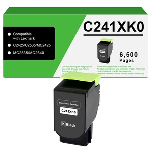 C241XK0 Black Extra High Yield Toner Cartridge 6500 Yield Black Compatible with Lexmark C2425 C2535 MC2425 MC2535 MC2640 C241XK0 Black Extra High Yield Toner Cartridge 6500 Yield Black Compatible with Lexmark C2425 C2535 MC2425 MC2535 MC2640