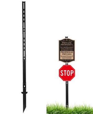 6ft Sign Post Metal Stake for Yard, Fits 7/12/18" Signs Powder-coated steel resists rust & bending. For real estate, lawn, garden, commercial. Easy install (Black) 6ft Sign Post Metal Stake for Yard, Fits 7/12/18" Signs Powder-coated steel resists rust & bending. For real estate, lawn, garden, commercial. Easy install (Black)
