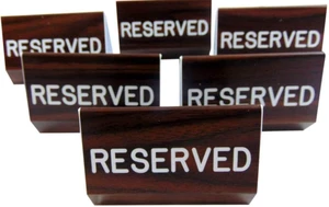 Reserved Sign for Church Pew Wood Grain Dual Sided Clamp On 6 Inch Set of 6 Durable plastic build, secures without damage, for weddings or events, bold visible lettering, includes six matching signs Reserved Sign for Church Pew Wood Grain Dual Sided Clamp On 6 Inch Set of 6 Durable plastic build, secures without damage, for weddings or events, bold visible lettering, includes six matching signs