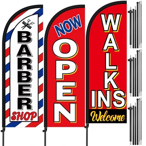 3 Set 7 ft Feather Flag Pole Kit Walk Ins Welcome Flag Barber Shop 1 Set of Barber Flags for Outside, Now Open Banner, Welcome Flag for Salon Outdoor Supplies 3 Set 7 ft Feather Flag Pole Kit Walk Ins Welcome Flag Barber Shop 1 Set of Barber Flags for Outside, Now Open Banner, Welcome Flag for Salon Outdoor Supplies