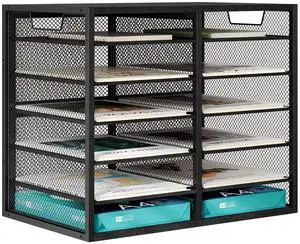 12 Compartments Desktop Literature Organizer, Metal Frame Paper Sorter with Handles, Adjustable Mailbox for Classroom and Office, Desk File Organizer for Document, Bill, Magazine, Black 12 Compartments Desktop Literature Organizer, Metal Frame Paper Sorter with Handles, Adjustable Mailbox for Classroom and Office, Desk File Organizer for Document, Bill, Magazine, Black