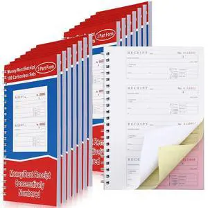 15 Pcs 3 Part Carbonless Money and Rent Receipt Book with Carbon Copies, Spiral Bound, 100 Sets Per Book, 4 Receipts Per Page, for Landlords & Small Business (7-5/8" X 10-7/8") 15 Pcs 3 Part Carbonless Money and Rent Receipt Book with Carbon Copies, Spiral Bound, 100 Sets Per Book, 4 Receipts Per Page, for Landlords & Small Business (7-5/8" X 10-7/8")