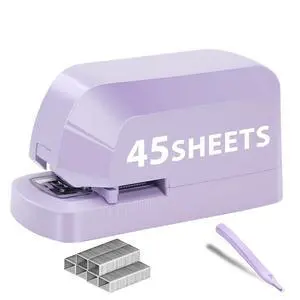 Electric Stapler for Desk, 45 Sheet Capacity Automatic Stapler Desktop, Office Staplers Electric, AC Operated Staplers Heavy Duty Office Use with 1,000 Staples & Staple Remover, Purple Electric Stapler for Desk, 45 Sheet Capacity Automatic Stapler Desktop, Office Staplers Electric, AC Operated Staplers Heavy Duty Office Use with 1,000 Staples & Staple Remover, Purple