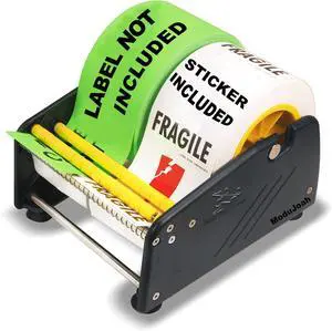 MDJ by Excell Manual Label Sticker Dispenser with 4 Suction Cups Base for Tabletop, Adjustable holder for multiple rolls for Office, Home, School, Warehouse, Easy Peel Off, Fits up to 6.5" Wide Labels MDJ by Excell Manual Label Sticker Dispenser with 4 Suction Cups Base for Tabletop, Adjustable holder for multiple rolls for Office, Home, School, Warehouse, Easy Peel Off, Fits up to 6.5" Wide Labels