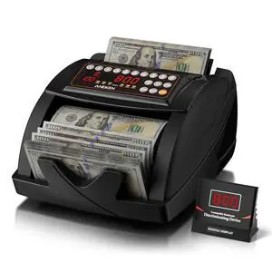 Money Counter for USD & EUR with Value Counting, UV/MG/IR/MT/DD | External LCD Display, Count, Add, Batch, Auto & Manual Modes, 1,300 Bills/Min,Ideal for Small Business & Office, Black Money Counter for USD & EUR with Value Counting, UV/MG/IR/MT/DD | External LCD Display, Count, Add, Batch, Auto & Manual Modes, 1,300 Bills/Min,Ideal for Small Business & Office, Black