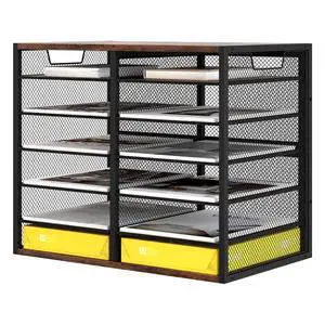 12 Compartments Desktop Literature Organizer, Metal Frame Paper Sorter with Handles, Adjustable Mailbox for Classroom and Office, Desk File Organizer for Document, Bill, Magazine, Antique Brown 12 Compartments Desktop Literature Organizer, Metal Frame Paper Sorter with Handles, Adjustable Mailbox for Classroom and Office, Desk File Organizer for Document, Bill, Magazine, Antique Brown