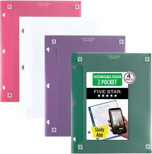 Pocket Folder + Study App, 2 Pocket Folder, Customizable Cover, Fits 3 Ring Binder, White, Amethyst Purple, Harvest Yellow, Tidewater Blue (330092B-ECM) (Pack of 24) Pocket Folder + Study App, 2 Pocket Folder, Customizable Cover, Fits 3 Ring Binder, White, Amethyst Purple, Harvest Yellow, Tidewater Blue (330092B-ECM) (Pack of 24)
