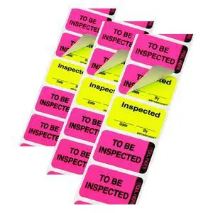 1 x 1.50 Inch Fluorescent Pink and Yellow Double Layer Quality Control Label, Imprinted: to Be Inspected, Inspected, 250 per Dispenser Box (Pack of 3) 1 x 1.50 Inch Fluorescent Pink and Yellow Double Layer Quality Control Label, Imprinted: to Be Inspected, Inspected, 250 per Dispenser Box (Pack of 3)
