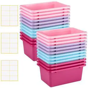 24 Pack Book Bins for Classroom Plastic Cubby Storage Bins Colored Kids Toy Organizer Container with 120 Pcs Self Adhesive Label for Student Teacher Library School Office Home (Pastel Color) 24 Pack Book Bins for Classroom Plastic Cubby Storage Bins Colored Kids Toy Organizer Container with 120 Pcs Self Adhesive Label for Student Teacher Library School Office Home (Pastel Color)