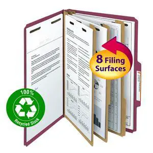 100% Recycled Pressboard Classification File Folder, 3 Dividers, 3" Expansion, Legal Size, Red, 10 per Box (19099) 100% Recycled Pressboard Classification File Folder, 3 Dividers, 3" Expansion, Legal Size, Red, 10 per Box (19099)