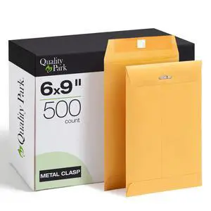 6 x 9 Clasp Envelopes, 500 Pack, Document Envelopes with Gummed Flap, Heavyweight 28 lb Paper with Reinforced Holes and Double Prong Clasp, Brown Kraft 6 x 9 Clasp Envelopes, 500 Pack, Document Envelopes with Gummed Flap, Heavyweight 28 lb Paper with Reinforced Holes and Double Prong Clasp, Brown Kraft