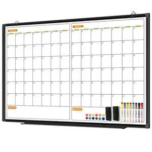 2 Month Whiteboard Dry Erase Calendar for Wall, 36" X 24" | Magnetic Calendar Whiteboard for Wall, Wall Hanging Aluminum Frame with Tray for Home, School, Office Planning, Memo 2 Month Whiteboard Dry Erase Calendar for Wall, 36" X 24" | Magnetic Calendar Whiteboard for Wall, Wall Hanging Aluminum Frame with Tray for Home, School, Office Planning, Memo