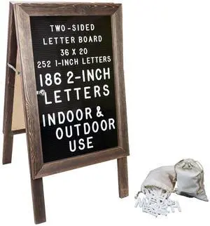 Large Wooden A-Frame Sign 36x20 Felt Letter Board with Changeable Letters & Enclosure-Freestanding Rustic Vintage Message Felt Board-Double Sided Display-Standing Sidewalk Sign Large Wooden A-Frame Sign 36x20 Felt Letter Board with Changeable Letters & Enclosure-Freestanding Rustic Vintage Message Felt Board-Double Sided Display-Standing Sidewalk Sign