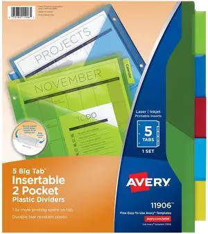 Dividers for 3 Ring Binders, 5-Tab Two-Pocket Plastic Binder Dividers, Multicolor (24 Sets of 11906) Dividers for 3 Ring Binders, 5-Tab Two-Pocket Plastic Binder Dividers, Multicolor (24 Sets of 11906)