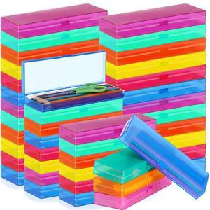 80 Pieces Back to School Plastic Pencil Boxes Pencil Case Bulk Frosted Clear Multi Colored Pens Holder Stackable Container with Lid & Snap for Stationery Office Classroom(Candy Color) 80 Pieces Back to School Plastic Pencil Boxes Pencil Case Bulk Frosted Clear Multi Colored Pens Holder Stackable Container with Lid & Snap for Stationery Office Classroom(Candy Color)