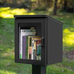 Library Box Outdoor, 13x11x17 Black - Little Free Book Exchange Kit | Steel, All Weather Material, HD Construction, For Neighborhood & Community Book Sharing, Library Kit Library Box Outdoor, 13x11x17 Black - Little Free Book Exchange Kit | Steel, All Weather Material, HD Construction, For Neighborhood & Community Book Sharing, Library Kit