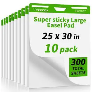 Super Sticky Easel Pad, 25 x 30 Inches, 30 Sheets/Pad, 10 Pads (300 Sheets), Thick 100gsm Flip Chart Paper, Self-Stick Anchor Chart for Teachers, Office Training & Hybrid Meetings Super Sticky Easel Pad, 25 x 30 Inches, 30 Sheets/Pad, 10 Pads (300 Sheets), Thick 100gsm Flip Chart Paper, Self-Stick Anchor Chart for Teachers, Office Training & Hybrid Meetings