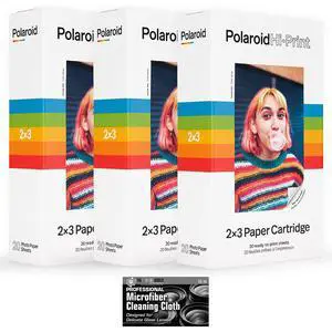 Polaroid Hi-Print Paper - Triple Pack of 2x3 Paper Cartridge (60 Sheets) - with MicroFiber Cleaning Cloth Polaroid Hi-Print Paper - Triple Pack of 2x3 Paper Cartridge (60 Sheets) - with MicroFiber Cleaning Cloth
