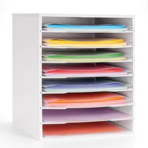 Scrapbook Paper Storage Organizer Rack for Holding 12 x 12 Paper Storage Pouch, 8 Large Slots Desktop Papers Organizer Holder, File Sorter for Home Office School Scrapbook Paper Storage Organizer Rack for Holding 12 x 12 Paper Storage Pouch, 8 Large Slots Desktop Papers Organizer Holder, File Sorter for Home Office School