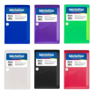 3 x 5 In Index Card Case, 5-Tab Dividers, Holds 100, 36-Case | 5-tab dividers and a snap closure that holds up to 100 cards 3 x 5 In Index Card Case, 5-Tab Dividers, Holds 100, 36-Case | 5-tab dividers and a snap closure that holds up to 100 cards