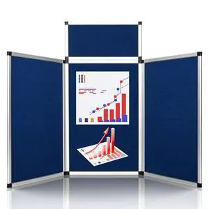 Trade Show Presentation Board, Aluminum Trifold Poster Board 70.8 x 35.4 Inch Display Board with Storage Bag, 3+1 Table Top Folding Panel - Blue Trade Show Presentation Board, Aluminum Trifold Poster Board 70.8 x 35.4 Inch Display Board with Storage Bag, 3+1 Table Top Folding Panel - Blue