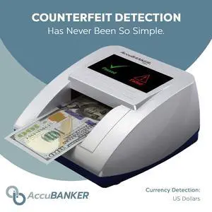 AccuBANKER D470 Quadscan Counterfeit Detector, 7 Point | Feed bills in any of 4 orientations, verifies UV, magnetic, infrared, watermark, image, length and spectrum AccuBANKER D470 Quadscan Counterfeit Detector, 7 Point | Feed bills in any of 4 orientations, verifies UV, magnetic, infrared, watermark, image, length and spectrum