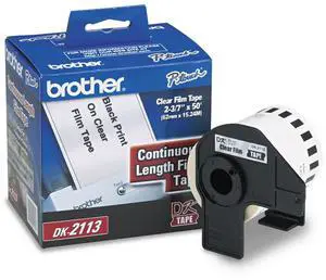 Genuine DK-2113 Continuous Length Black on Clear Film Tape for QL Label Printers, 2.4" x 50' (62mm x 15.2M), 1 Roll per Box, DK2113 Genuine DK-2113 Continuous Length Black on Clear Film Tape for QL Label Printers, 2.4" x 50' (62mm x 15.2M), 1 Roll per Box, DK2113