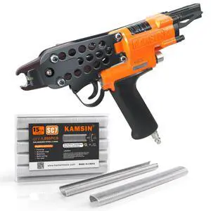 K-SC7C 15 Gauge Pneumatic Hog Ring Gun with 1000PCS C Ring Staples | 3/4-Inch Crown Hog Ring Pliers, 4.8-5.2mm Closure Diameter, Air Powered C Ring Gun for Wire Cages, Fencing, Animal Traps K-SC7C 15 Gauge Pneumatic Hog Ring Gun with 1000PCS C Ring Staples | 3/4-Inch Crown Hog Ring Pliers, 4.8-5.2mm Closure Diameter, Air Powered C Ring Gun for Wire Cages, Fencing, Animal Traps