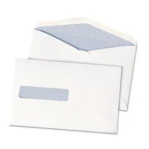 Security Envelopes, 1 Window, Postage Saver Letter Rate Fee w/Flat Mailer Capacity, 6 x 9 1/2 Inches, 28 lb White, 500/Box (QUA90063) Security Envelopes, 1 Window, Postage Saver Letter Rate Fee w/Flat Mailer Capacity, 6 x 9 1/2 Inches, 28 lb White, 500/Box (QUA90063)