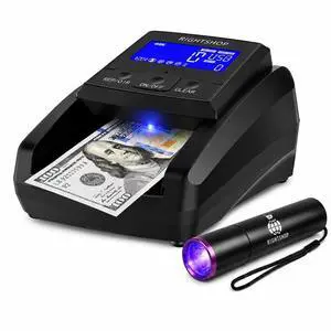 Counterfeit Bill Detector Machine with UV Flashlight, IR MG UV Detection - Fake Bill Checker for USD, EUR & GBP, Cash Value Calculator with Automatic 4-Way Orientation Counterfeit Bill Detector Machine with UV Flashlight, IR MG UV Detection - Fake Bill Checker for USD, EUR & GBP, Cash Value Calculator with Automatic 4-Way Orientation