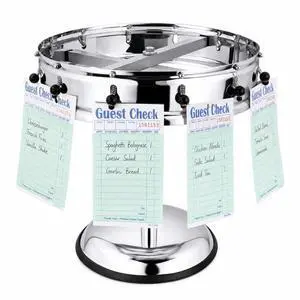 Stainless Steel Order Wheel Ticket Holder, 12-Clip Restaurant Check Spinner with 14 Inch Wheel and 10 Inch Chrome Weighted Base Stainless Steel Order Wheel Ticket Holder, 12-Clip Restaurant Check Spinner with 14 Inch Wheel and 10 Inch Chrome Weighted Base