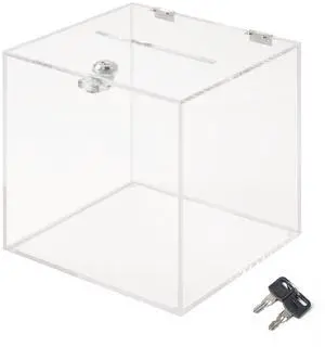 Acrylic Donation Box 12x12x12 inches | Ballot Box, Suggestion Box, Money Storage Container, For Voting, Charity, Contest Acrylic Donation Box 12x12x12 inches | Ballot Box, Suggestion Box, Money Storage Container, For Voting, Charity, Contest